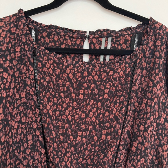 Anthropologie (S) Nichola Peplum Blouse Romantic Black Pink Floral Boho Fairy - Picture 5 of 11